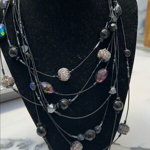 Black and Silver Multi-Layer Necklace